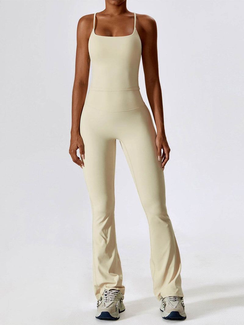 Sport Set with Crossover Strap Tank Top and Flared Pant