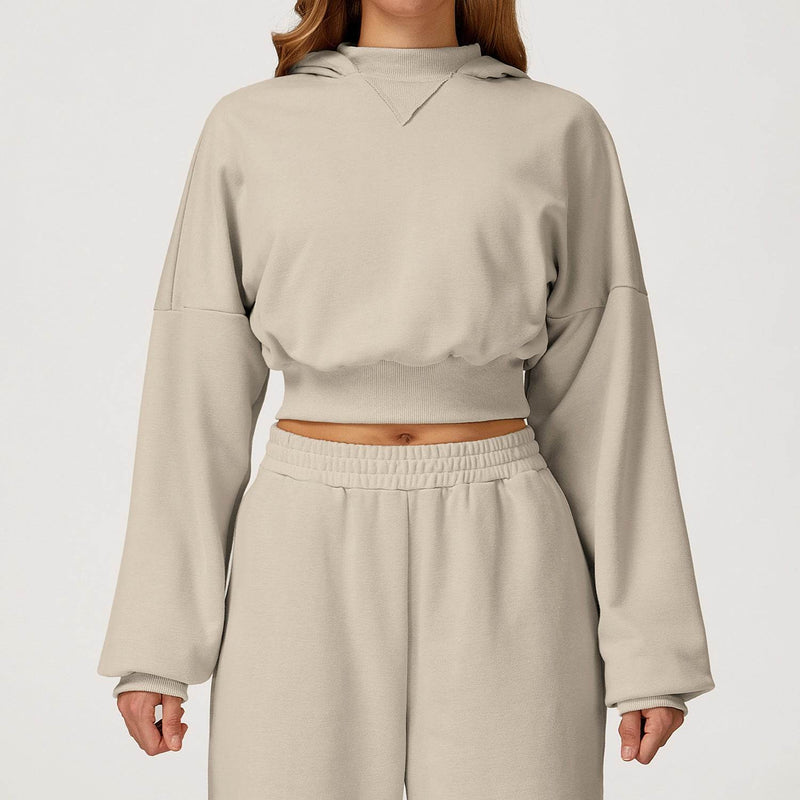 Long Sleeve Crop Sweatshirt Casual Hoodie