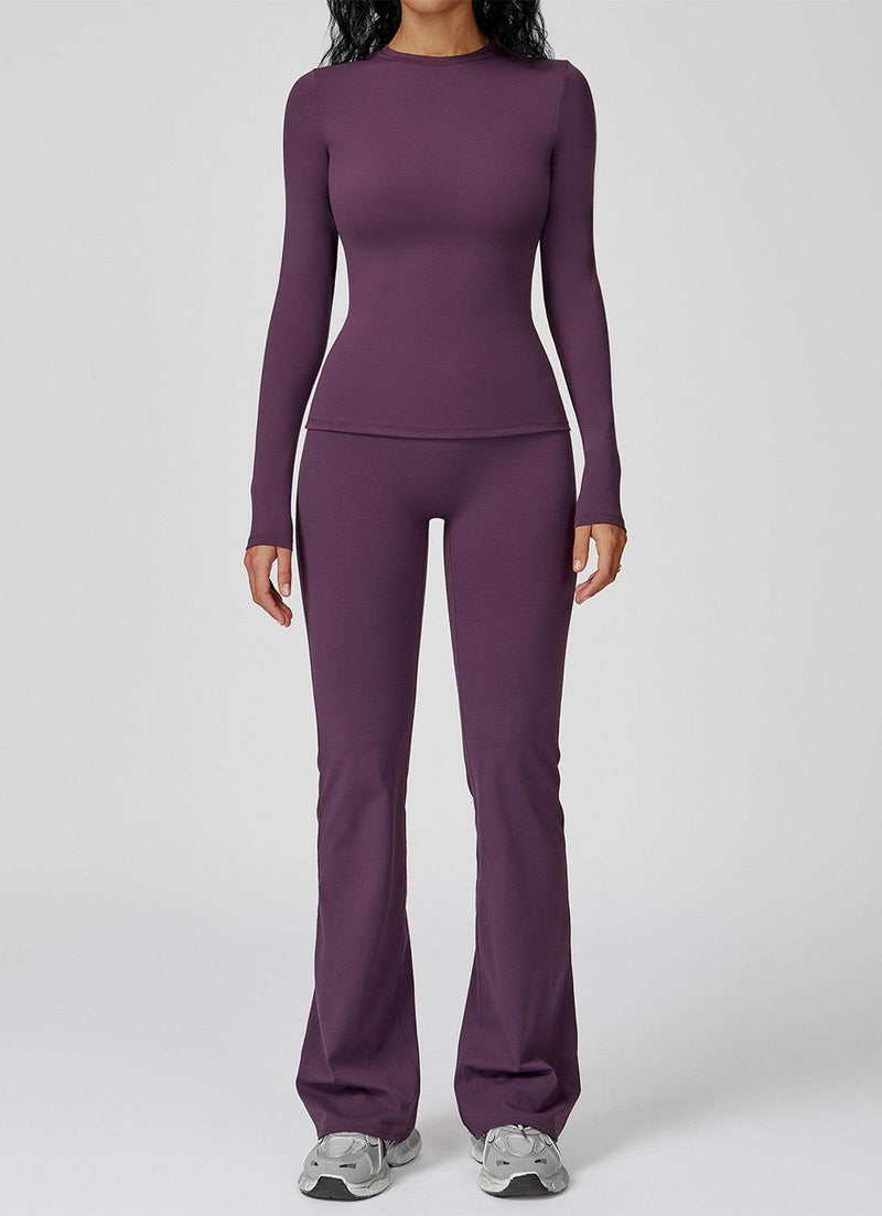 Sports Wear with Long Sleeve T-Shirt and Flared Leg Pants