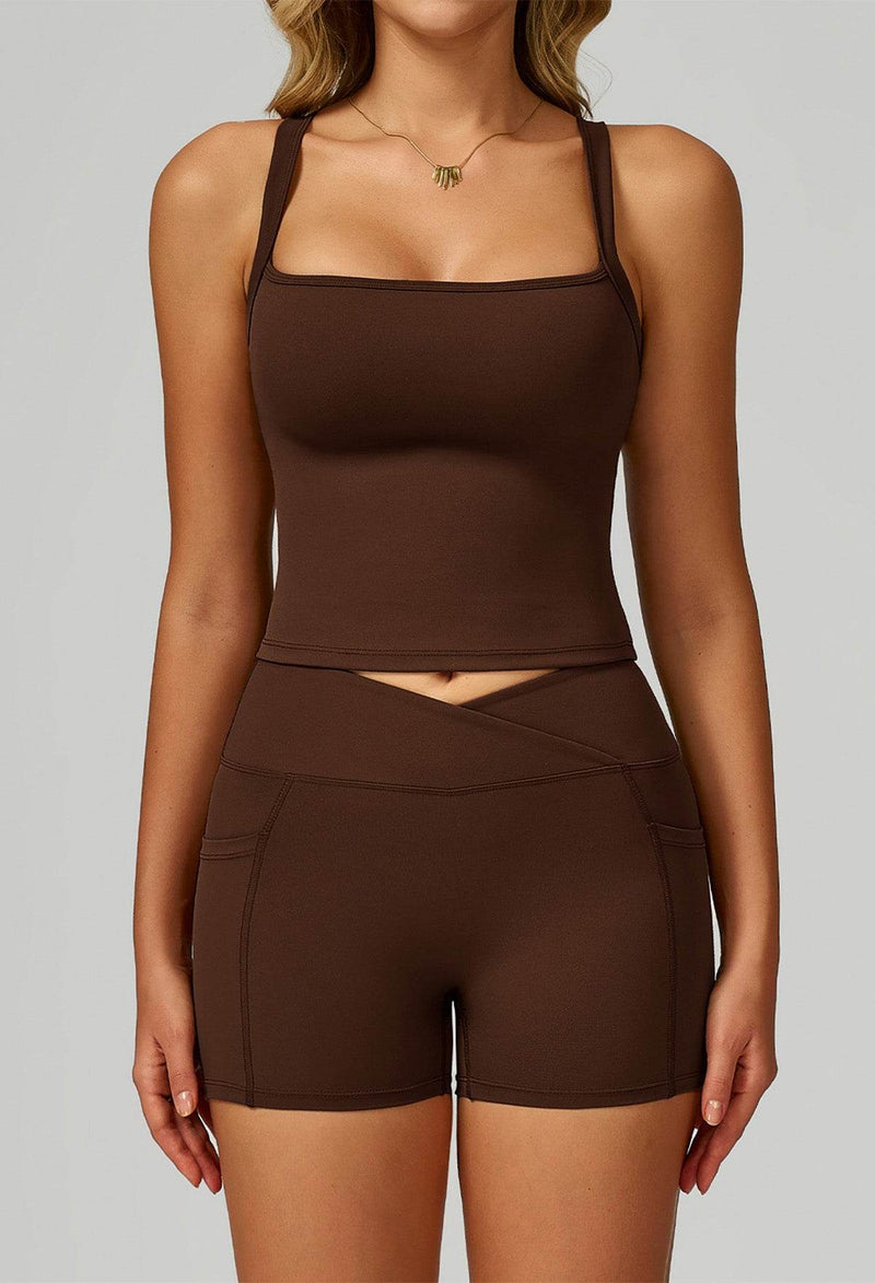 Activewear Set with Wide Strap Tank Top and Short