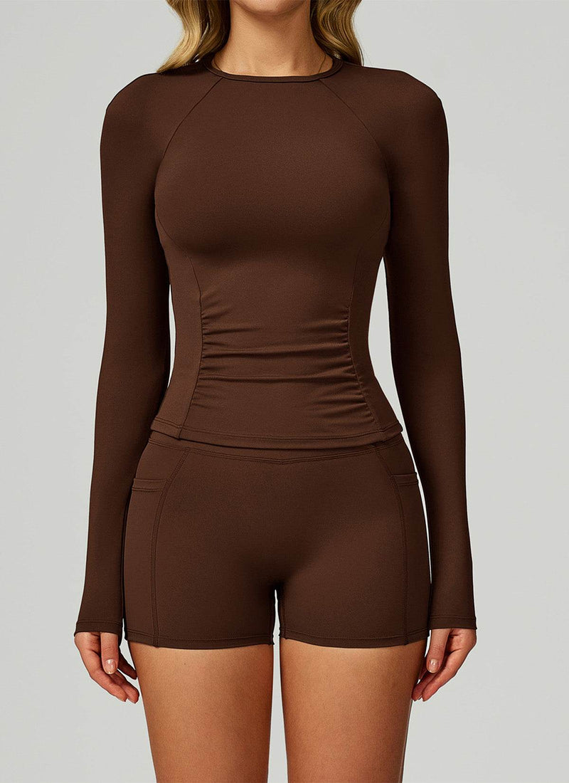 Sport Set with Long Sleeve Crew Neck T-Shirt and Short